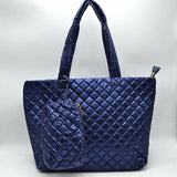 2-in-1 Large Quilted Zipper Tote with Pouch