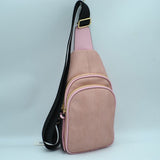 Ribbed Sling Bag with Tiered Zippers and Tassel Pulls