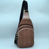 Ribbed Sling Bag with Tiered Zippers and Tassel Pulls