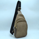 Ribbed Sling Bag with Tiered Zippers and Tassel Pulls