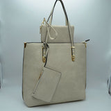 Soft Faux Leather Tote Handbag With Wallet