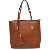 Soft Faux Leather Tote Handbag With Wallet