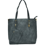 Soft Faux Leather Tote Handbag With Wallet