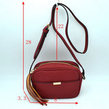 Pebbled Camera Crossbody Bag with Large Statement Tassel Accent