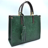 Large Shoulder Vegan Leather Tassel Handbag For Women