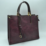 Large Shoulder Vegan Leather Tassel Handbag For Women