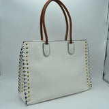 Women's Studded Faux Leather Whipstitch Shoulder Bag Tote