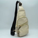 Multi-Zipper Crossbody Sling Bag with Adjustable Strap