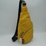 Multi-Zipper Crossbody Sling Bag with Adjustable Strap