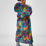 Rainbow Swirl Faux Fur Coat