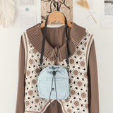 Versatile Drawstring Bucket Bag for Women - Casual Nylon Shopping Small Crossbody Mobile Phone Bag
