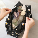 Mesh Cosmetic Bag, Small Daisy Beach Wash Bag, Travel Women's Simple Storage Bag, Go Out Portable Mesh Shower Tote Bag,