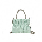 Mini rhinestone hand-held pleated bag, fashion party tote crossbody cloud chain woman