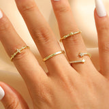 Minimalist Pearl Twist & Wave Ring Set