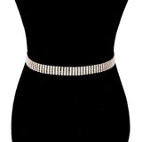 6 Row Crystal Embellished Rhinestone Pave Chain Belt Glamorous Rhinestone Belt