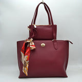 Structured Shoulder Tote Bag with Matching Pouch and Scarf
