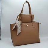 Structured Shoulder Tote Bag with Matching Pouch and Scarf