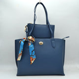 Structured Shoulder Tote Bag with Matching Pouch and Scarf