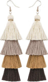 Faux Fur Pom Pom Tassel Drop Dangle Earrings Set