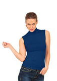 BASIC COTTON Free Spirit Premium Quality Cotton Women's Mock-Neck Sleeveless Top Made in Italy (672)