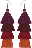 Faux Fur Pom Pom Tassel Drop Dangle Earrings Set