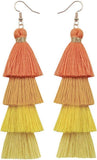 Faux Fur Pom Pom Tassel Drop Dangle Earrings Set