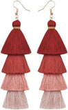 Faux Fur Pom Pom Tassel Drop Dangle Earrings Set