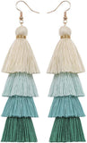 Faux Fur Pom Pom Tassel Drop Dangle Earrings Set