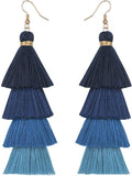 Faux Fur Pom Pom Tassel Drop Dangle Earrings Set