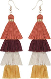 Faux Fur Pom Pom Tassel Drop Dangle Earrings Set