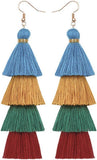 Faux Fur Pom Pom Tassel Drop Dangle Earrings Set