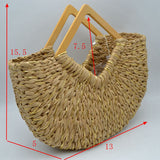 Woven Basket Tote Bag with Metallic Thread and Triangle Handles
