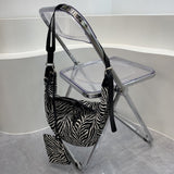 Slouch purse Crossbody, Casual bag Female, Zebra pattern fabric shoulder bag, large capacity hobo bag 2 in 1