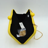 Textured Box Clutch Bag with Double Bead Clasp and Chain Strap