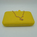 Textured Box Clutch Bag with Double Bead Clasp and Chain Strap