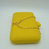 Textured Box Clutch Bag with Double Bead Clasp and Chain Strap