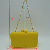 Textured Box Clutch Bag with Double Bead Clasp and Chain Strap