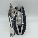 Studded Evening Clutch with Ornate Leaf Clasp Detail