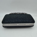 Studded Evening Clutch with Ornate Leaf Clasp Detail