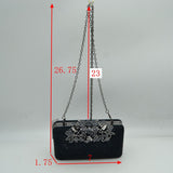 Studded Evening Clutch with Ornate Leaf Clasp Detail