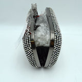 Embellished Box Clutch with Ring Top Clasp