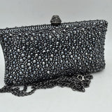 Rhinestone Embellished Box Clutch Bag with Removable Chain Strap