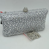 Rhinestone Embellished Box Clutch Bag with Removable Chain Strap