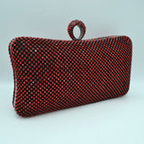 Shimmering Studded Clutch Bag with Textured O-Ring Clasp