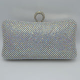 Shimmering Studded Clutch Bag with Textured O-Ring Clasp