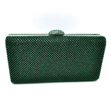 Grid Patterned Box Clutch with Jeweled Dome Clasp