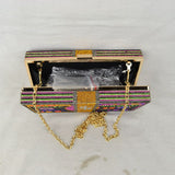 Rhinestone Money Clutch Bag with Removable Chain Strap