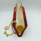Elongated Evening Clutch Bag with Slender Chain Strap