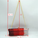 Elongated Evening Clutch Bag with Slender Chain Strap