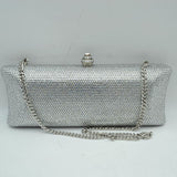 Elongated Evening Clutch Bag with Slender Chain Strap